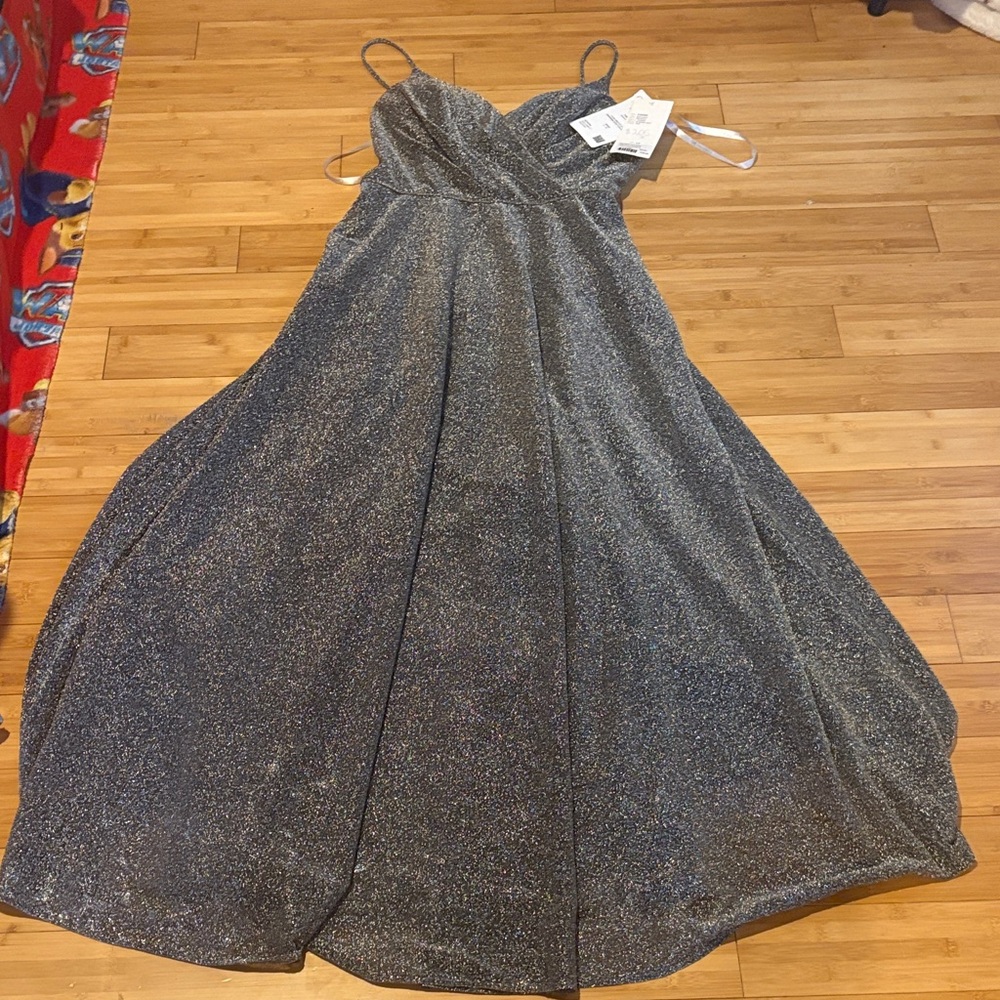Christina Wu Glittering Silver Prom Dress